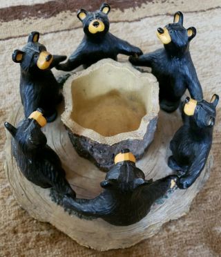 " Circle Of Bears " Bearfoots Candle Holder - Artist Jeff Fleming,  Big Sky Carvers