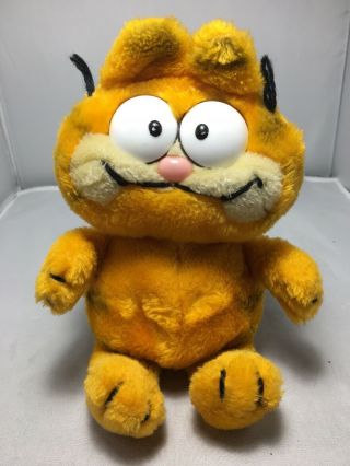 Vintage 1981 Fun Farm 7” Garfield Plush Beanie Stuffed Striped Orange Cat