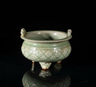 Chinese Antique Celadon Glazed Incense Burner (repaired)