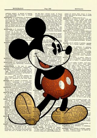 Classic Mickey Mouse Dictionary Art Print Quote Poster Picture Vintage Disney 2