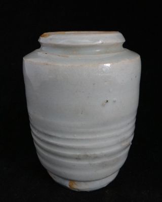 Chinese Ming Dynasty Celedon Vase.  15th/16th C.  5” Tall,  Simple Form,  Lt.  Green