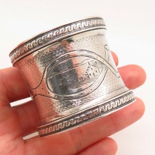 Antique Victorian 925 Sterling Silver Etched Collectible Napkin Ring Holder