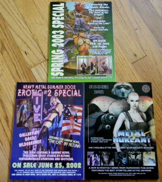 Heavy Metal Magazines Adult Fantasy 3 issues July,  Sept 2002 March 2003 3