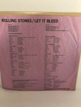 The Rolling Stones - Let It Bleed LP Record VG,  /VG,  Stereo London NPS - 4 1st press 3