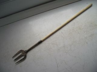 Antique 1918 Sterling Silver Hallmarked Very Long Toasting Bread Meat Fork 32cm