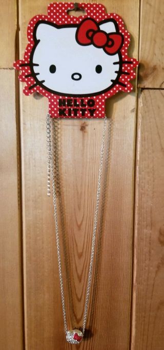 Hello Kitty Sanrio Necklace Red Bow Bling
