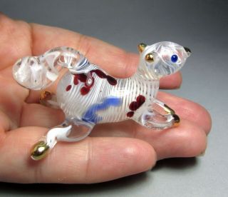 Spotty White Squirrel Figurine Hand Blown Art Glass Animal - Gift Cute