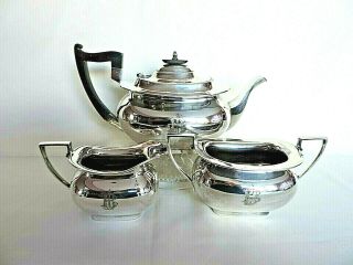 Antique Silver Plate Tea Set Ebony Handle Walker & Hall C.  1890 