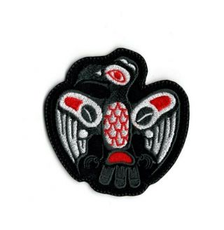 Crow Patch Raven Totem Pole Style Iron On To Sew On Embroidered Patch Ap30