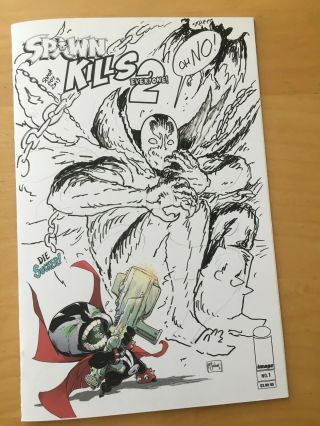 Spawn Kills Everyone 2 Issue 1 Blank Variant,  Signed / Sketch By Simon Roy