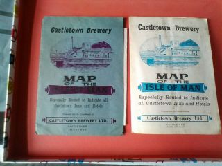 2 Castletown Brewery Brochures With Map Of The Isle Of Man Inns/hotels