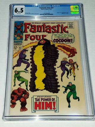 Fantastic Four 67 Cgc 6.  5 F,  White Marvel 1965 1st Appearance Of Him (warlock)