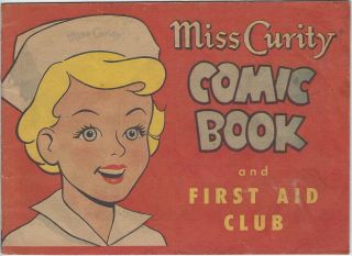 1954 Miss Curity Comic Book & 1st Aid Club Mini Giveaway Promo Curad Bandaids Vg