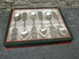 Antique Chinese Hong Kong Set Of 6 Solid Silver Spoons Teaspoons