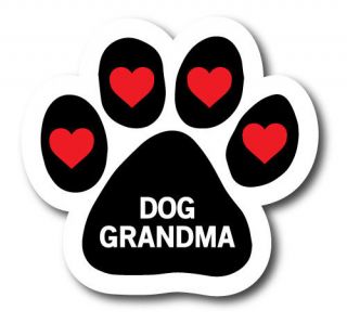 Dog Grandma Magnet 5 Inch Paw Print Decal With Hearts Great For Car Or Fridge