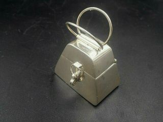 Vintage Signed Sterling Silver Miniature Purse Pocketbook Pill Box - Pendant -