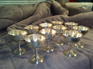 Jos.  Heinrichs Rare Set Of Ten (10) Silver Goblets / Possible Dessert Goblets