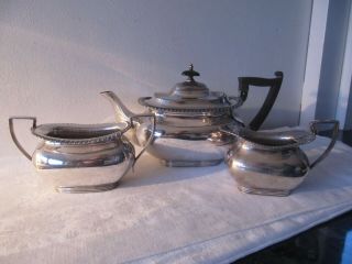 Antique Or Vintage Walker Hall Silver Plated 3 Piece Tea Set Teapot,  Sugar,  Jug