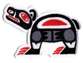 Bear Patch Native Style Bear Iron On To Sew On Embroidered Inuit Bear Patch