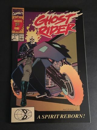 Ghost Rider 1 Marvel 1990 1st App.  Of Deathwatch 9.  8 Nm - Mt White Pages