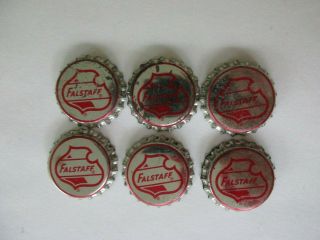 6 Vintage Falstaff Beer Bottle Caps Cork Nos