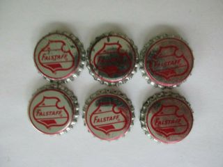 6 Vintage Falstaff Beer Bottle Caps Cork NOS 2