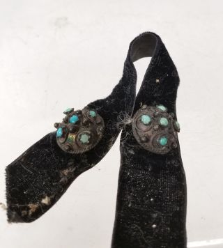 Antique Vintage Chinese Tibetan Silver And Turquoise Buttons