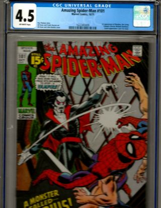 Spider - Man 101 Cgc 4.  5 Ow Pages 10/71 1st Morbius The Living Vampire