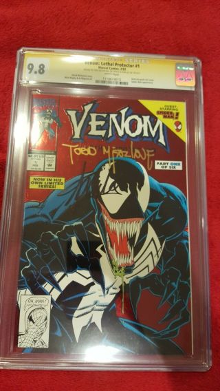 Venom : Lethal Protector 1 Cgc 9.  8 Ss Stan Lee Todd Mcfarlane Red Holo Foil