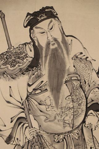Japanese Hanging Scroll Art Painting " Guan Yu " Chinese Warrior E6670