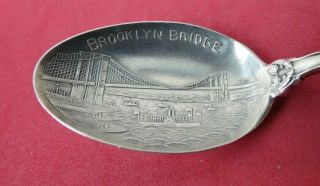 Antique Brooklyn Bridge York,  York Sterling Souvenir Spoon 5 1/4 "