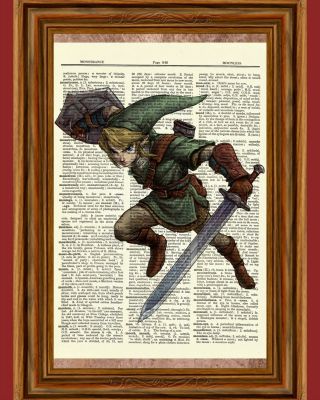 Legend Of Zelda Link Dictionary Art Print Poster Picture Video Game Figure