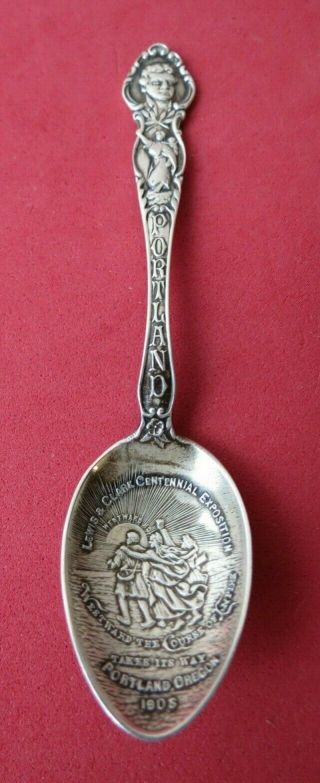 Rare Detailed 1905 Lewis & Clark Expo Portland,  Oregon Sterling Souvenir Spoon