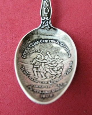 RARE Detailed 1905 Lewis & Clark Expo Portland,  Oregon Sterling Souvenir Spoon 2