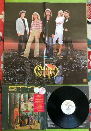 Styx Grand Illusion Orig 1977 A,  M Lp Shrink Hype Poster Inner Tml Come Sail Away