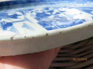 Antique QING DYNASTY Chinese EXPORT Blue White PORCELAIN CANTON leaf tray 7