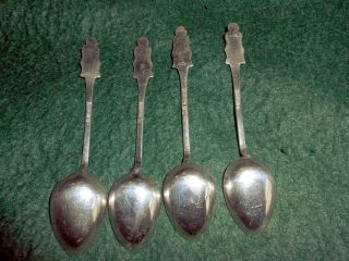 Set of 4 Antique Solid Silver Chinese Export Figural Spoons 1890 - 1920 3