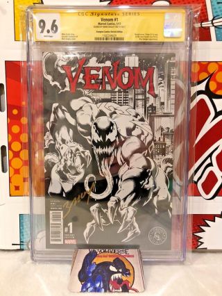 Venom 1 Cgc Ss 9.  6 Signed Mark Bagley B&w Cover Rare 1500 Made Marvel Movie