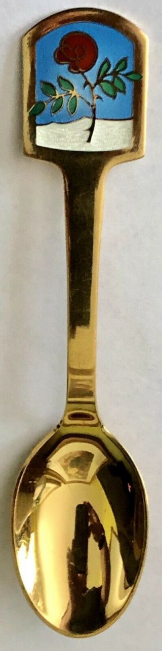 1977 A Michelsen Denmark Enamel Gold Wash Sterling Silver Christmas Spoon