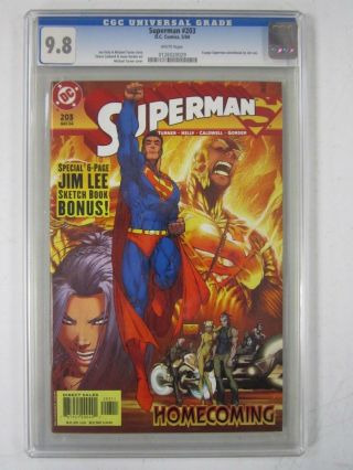 Cgc 9.  8 Superman 203 6 Page Sketch Book By Jim Lee White Pages Dc Comics