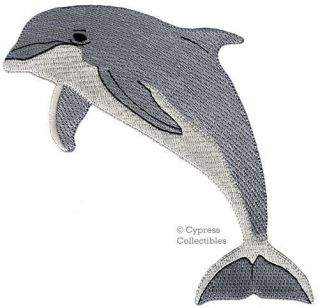 Bottlenose Dolphin Embroidered Patch Iron - On Porpoise Applique Ocean Mammal