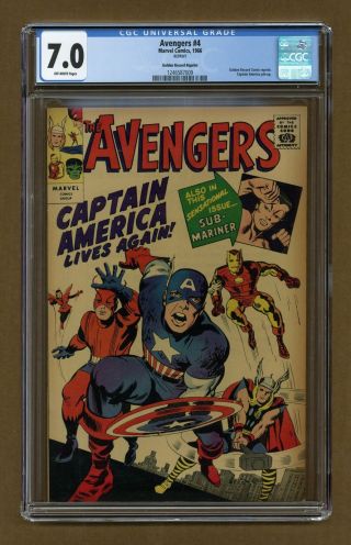 Avengers (1st Series) Golden Record Reprint 4comic 1966 Cgc 7.  0 1246587009
