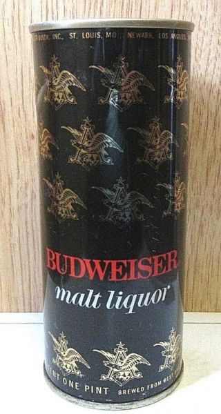 1973 Half Quart Busweiser Beer 16 Fl Oz Straight Steel Pull Tab Beer Can Topopen
