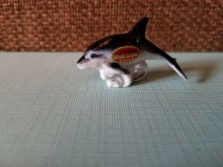 Collectible Vintage Bone China Miniature Dolphin On Waves Figurine Japan