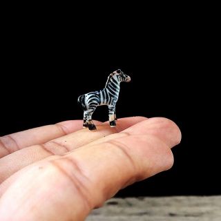 Tiny Zebra Ceramic Figurine Collectibles Dollhouse Miniature Handmade Cute 2