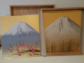 Vintage Antique Japanese Hand Painted Mountain Flowers,  Signed By Artist