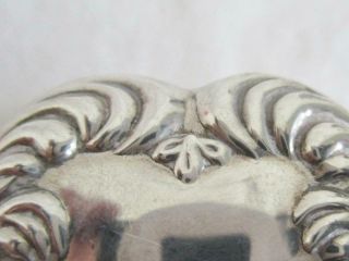 VINTAGE SILVER PILL BOX HEART SHAPE with FLOWER HINGED TOP H/M LONDON 7