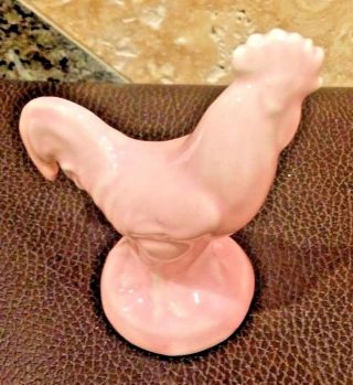 Vintage Pink Glaze Ceramic Rooster Chicken Figure
