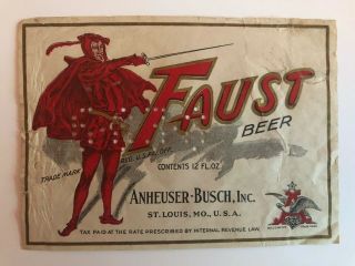 Irtp Beer Label - Faust Beer - Anheuser - Busch,  Inc.