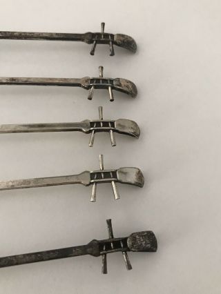 Set of Vintage 950 Sterling Silver Japanese Demitasse Shamisen Instrument Spoons 4